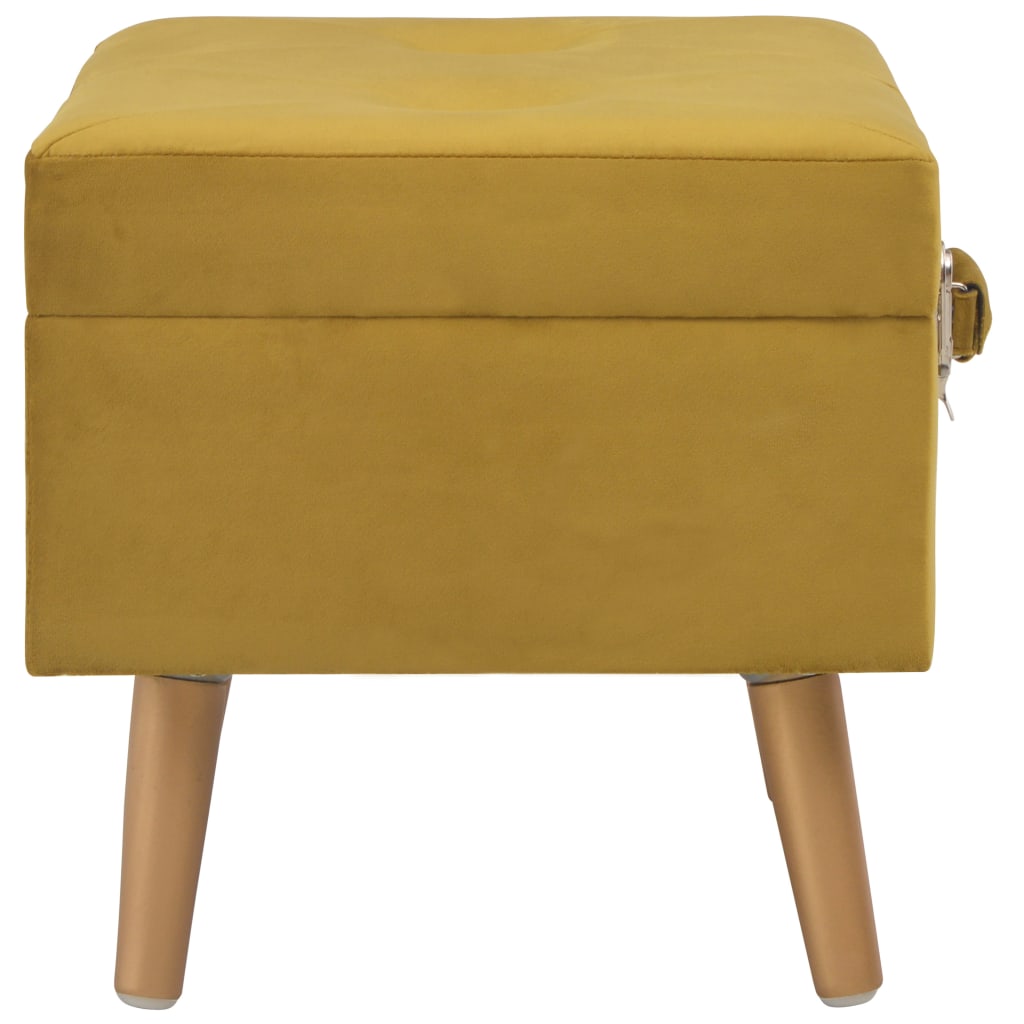 Tabouret de rangement 40 cm Jaune moutarde Velours - XIOS