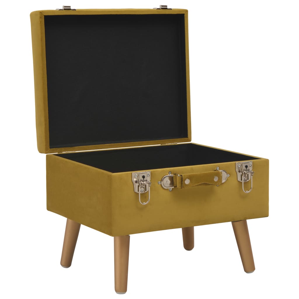Tabouret de rangement 40 cm Jaune moutarde Velours - XIOS