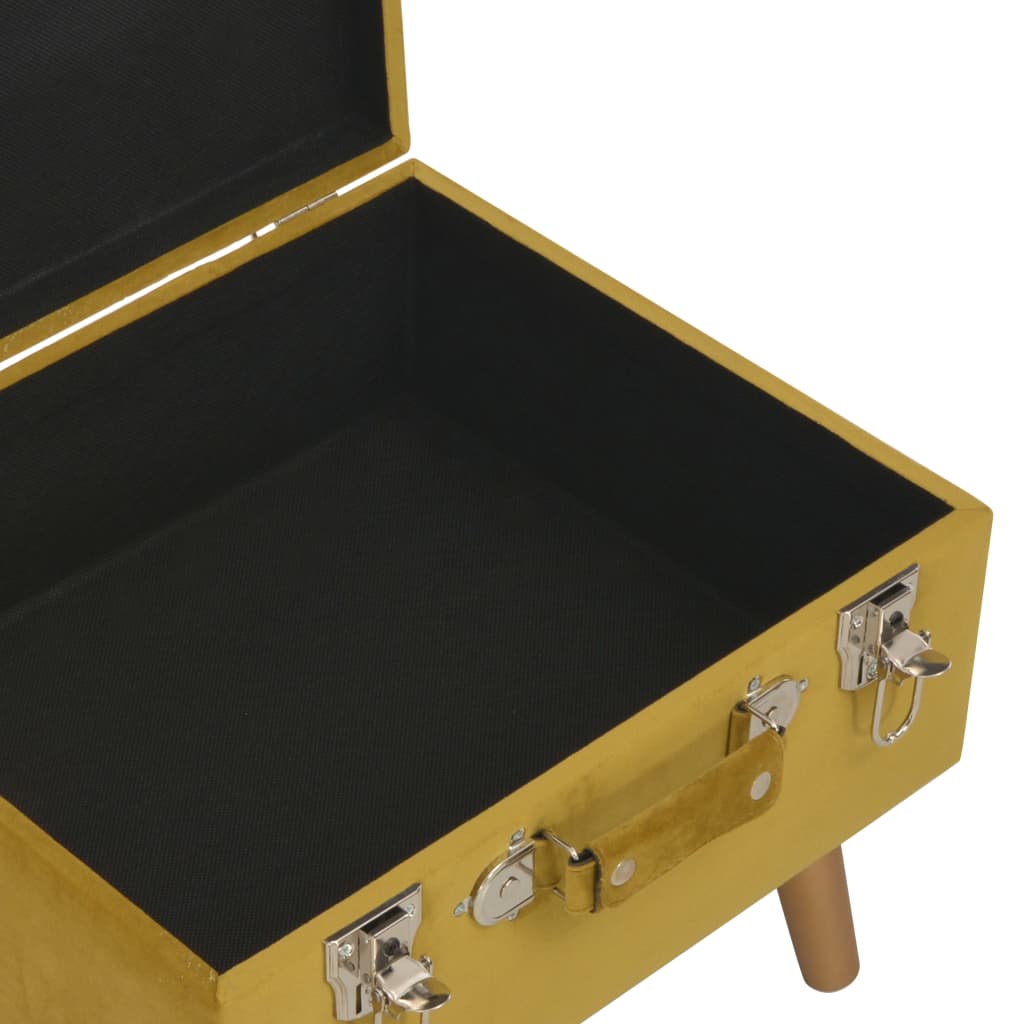 Tabouret de rangement 40 cm Jaune moutarde Velours - XIOS