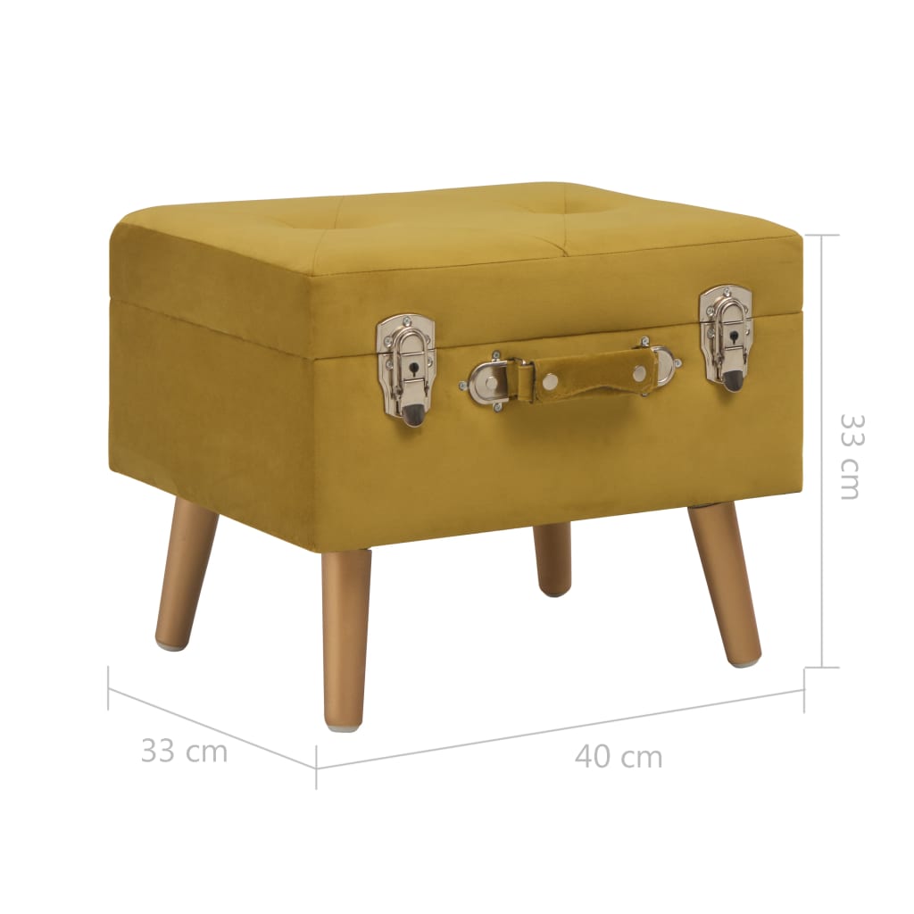 Tabouret de rangement 40 cm Jaune moutarde Velours - XIOS