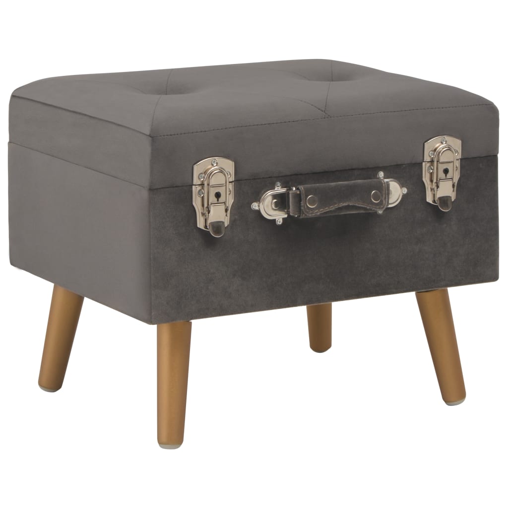 Tabouret de rangement 40 cm Gris Velours - XIOS