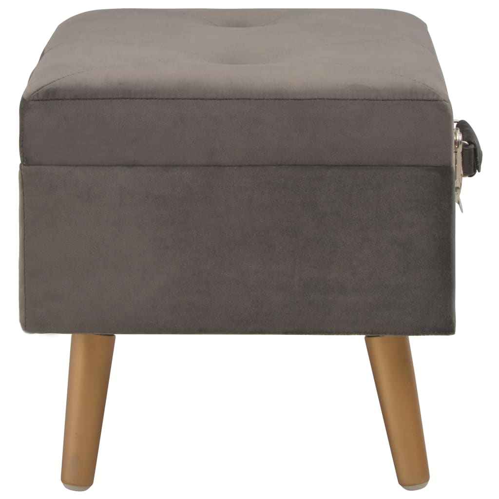 Tabouret de rangement 40 cm Gris Velours - XIOS