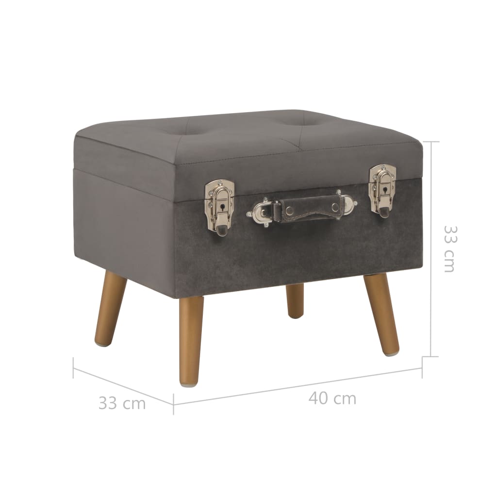 Tabouret de rangement 40 cm Gris Velours - XIOS