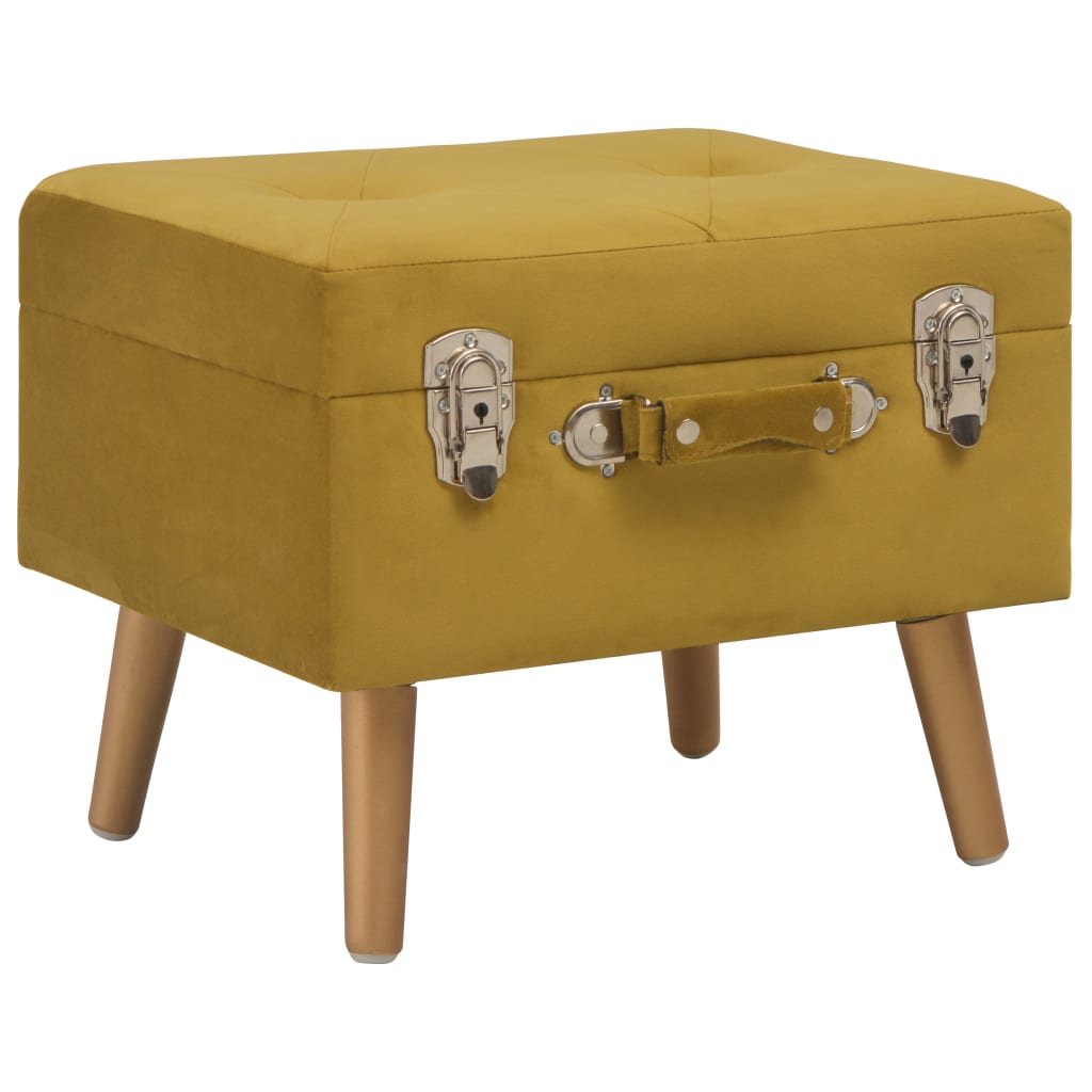 Tabourets de rangement lot de 3 Jaune moutarde Velours - XIOS