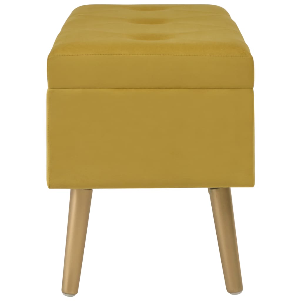 Banc avec compartiment de rangement 80cm Jaune moutarde Velours - XIOS
