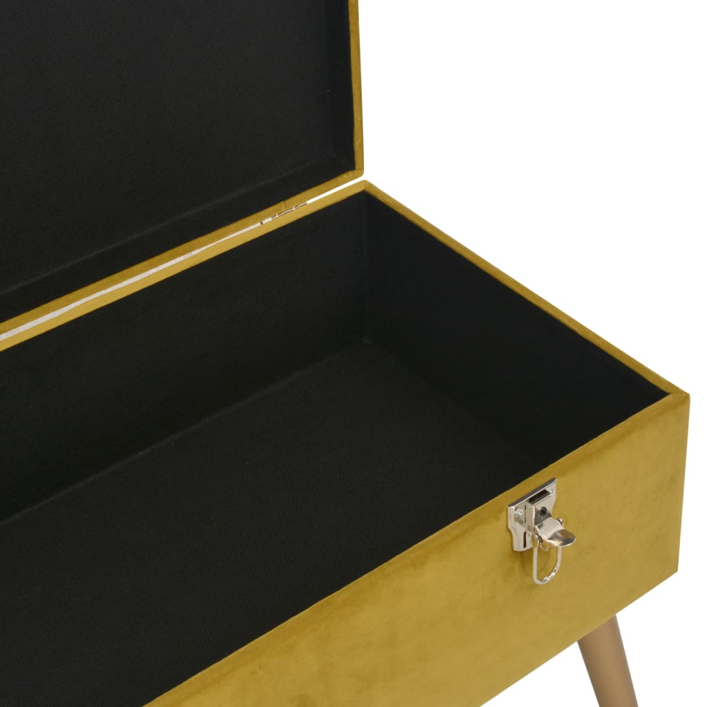 Banc avec compartiment de rangement 80cm Jaune moutarde Velours - XIOS