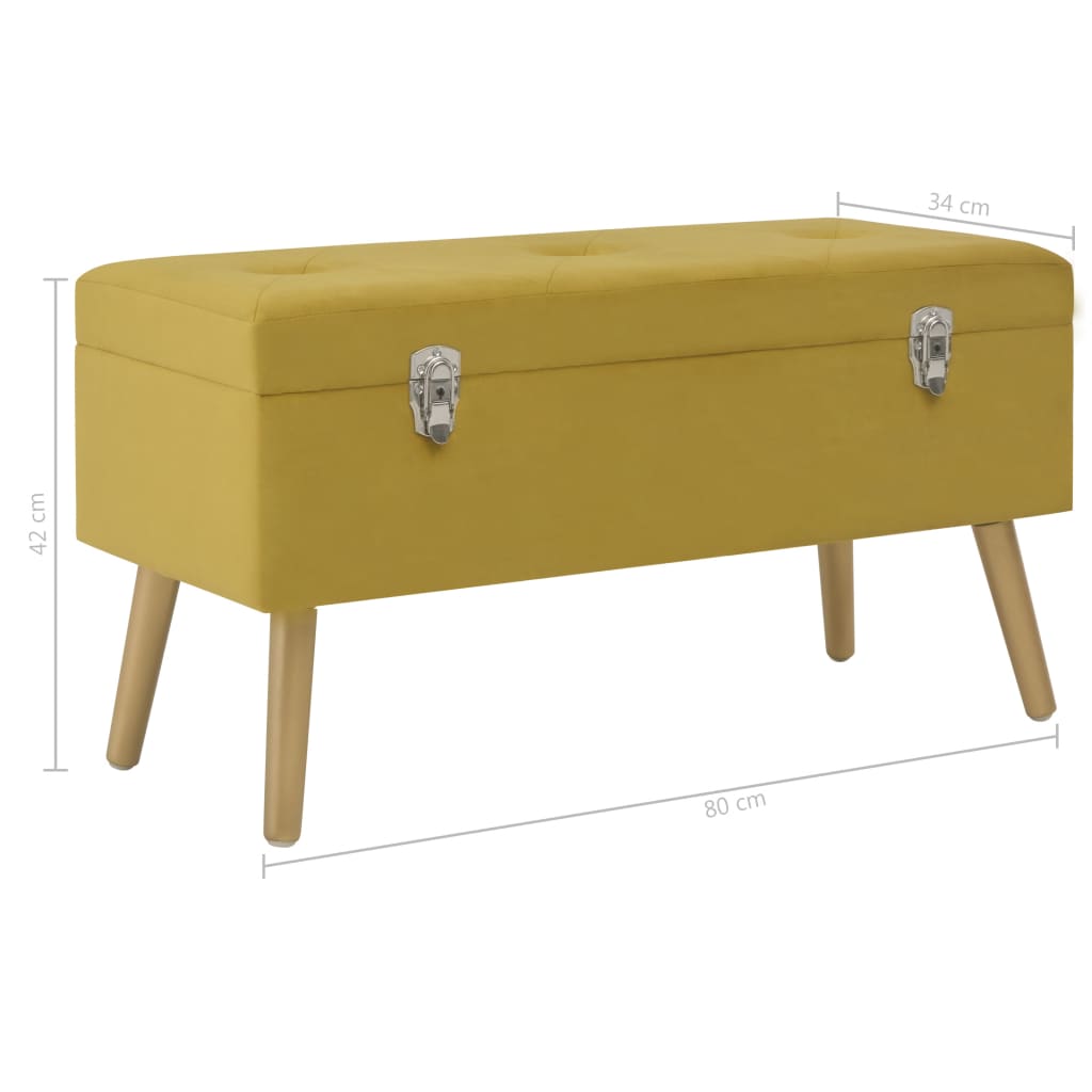 Banc avec compartiment de rangement 80cm Jaune moutarde Velours - XIOS