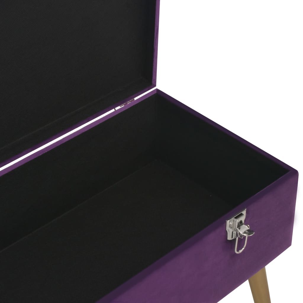 Banc avec compartiment de rangement 80 cm Violet Velours - XIOS