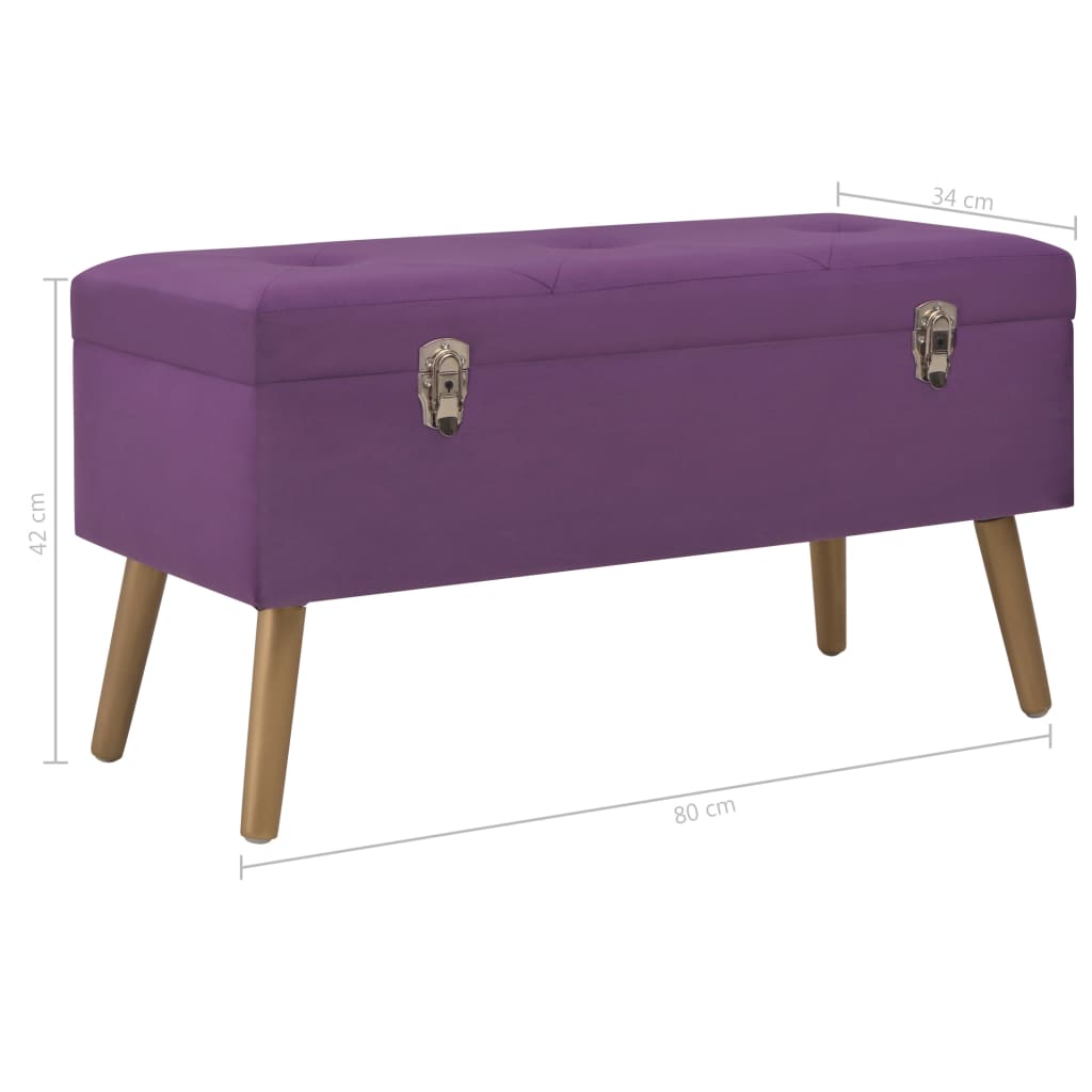 Banc avec compartiment de rangement 80 cm Violet Velours - XIOS