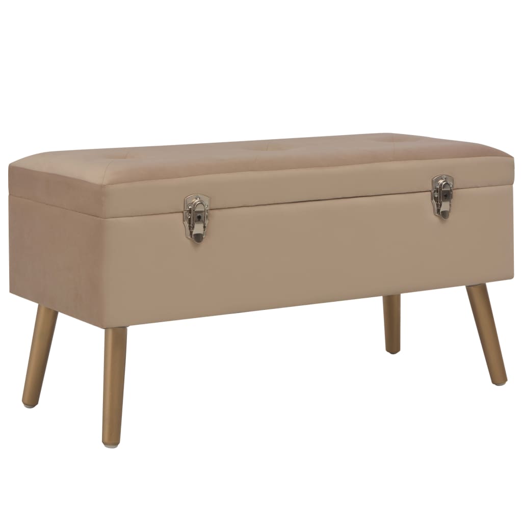 Banc avec compartiment de rangement 80 cm Beige Velours - XIOS