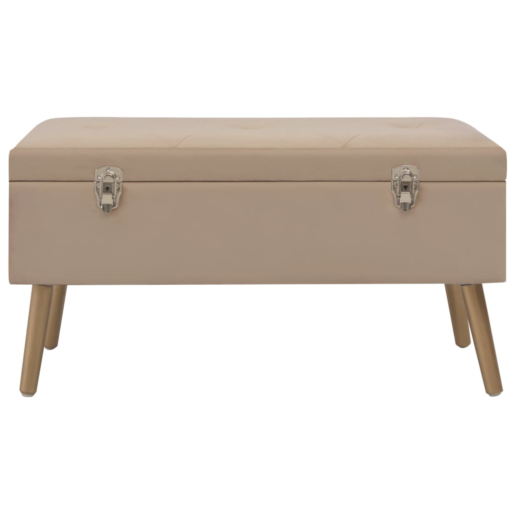 Banc avec compartiment de rangement 80 cm Beige Velours - XIOS