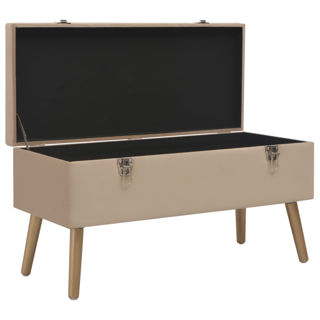 Banc avec compartiment de rangement 80 cm Beige Velours - XIOS