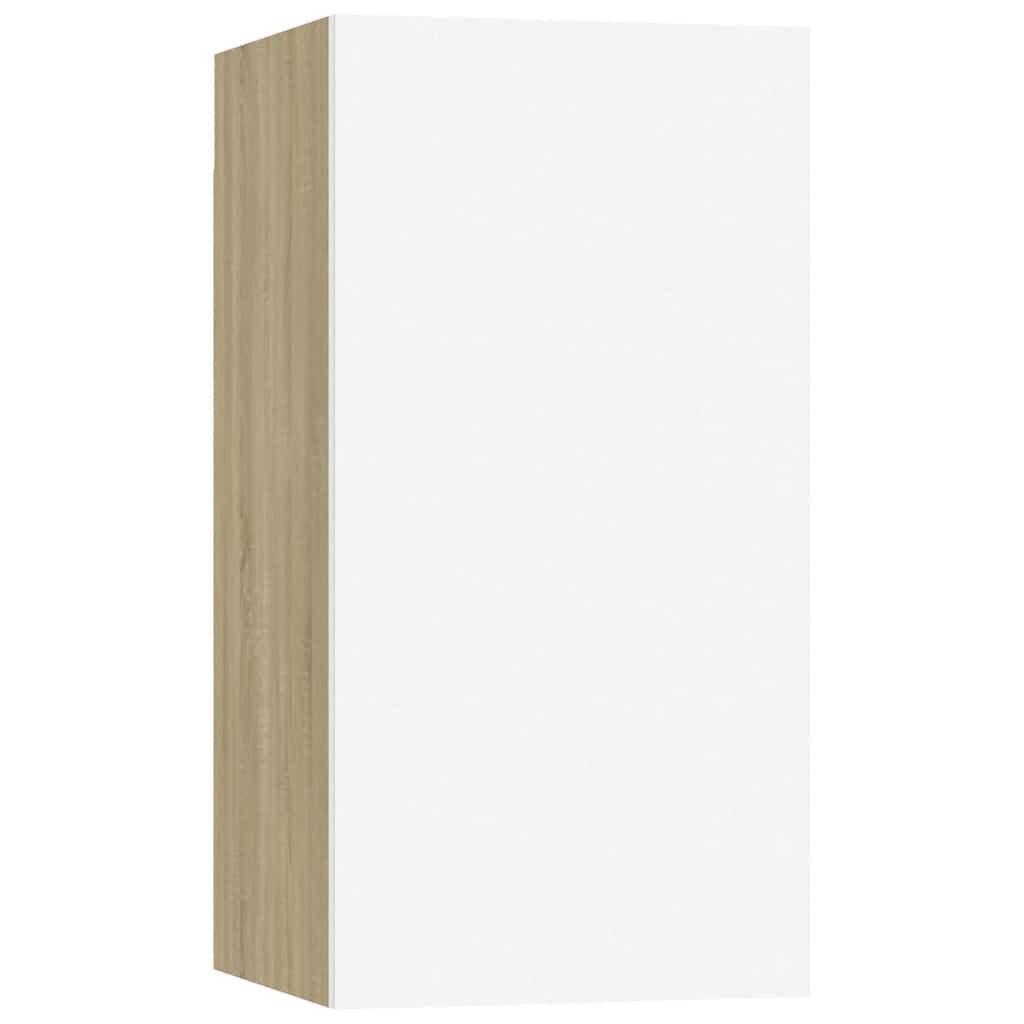 Meuble TV Blanc et chêne sonoma 30,5x30x60 cm Bois d’ingénierie - XIOS