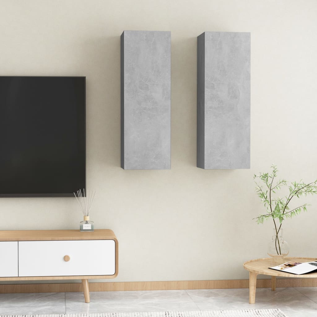 Meubles TV 2 pcs Gris béton 30,5x30x90 cm Bois d’ingénierie - XIOS