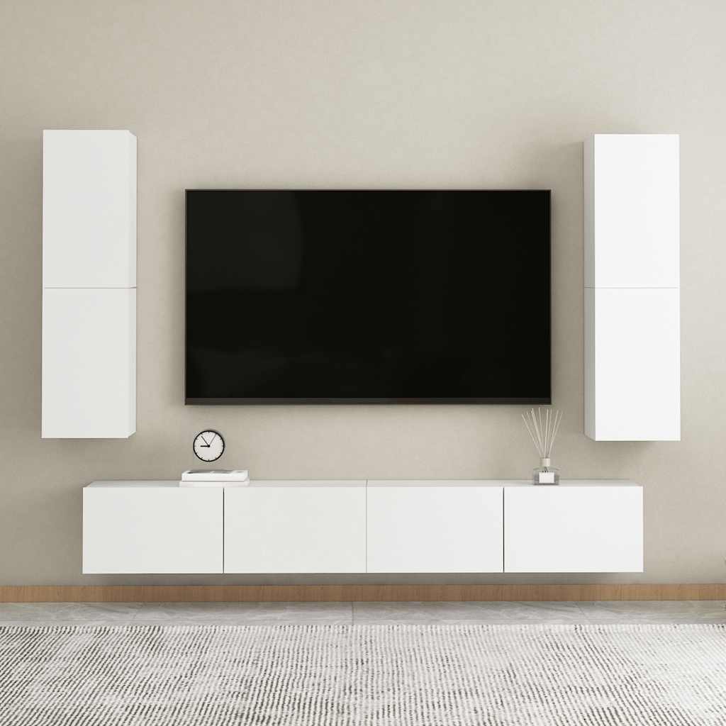 Meuble TV Blanc 30,5x30x110 cm Bois d’ingénierie - XIOS