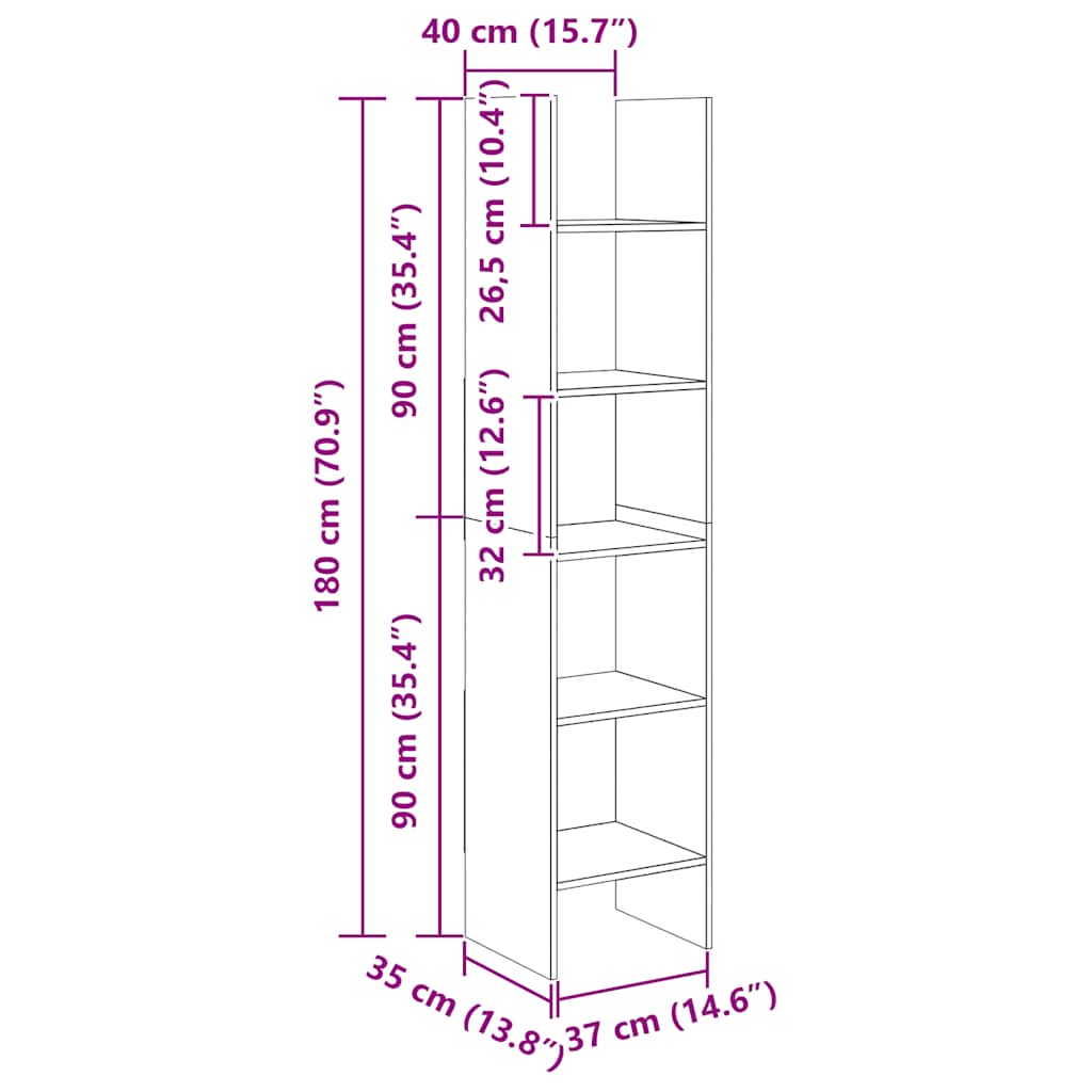 Bibliothèque Chêne sonoma 40x35x180 cm Bois d’ingénierie - XIOS