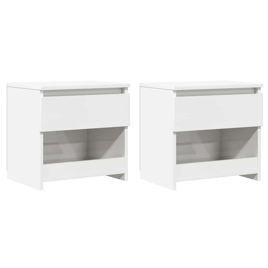 Tables de chevet 2pcs Blanc brillant 40x30x39cm Bois ingénierie - XIOS