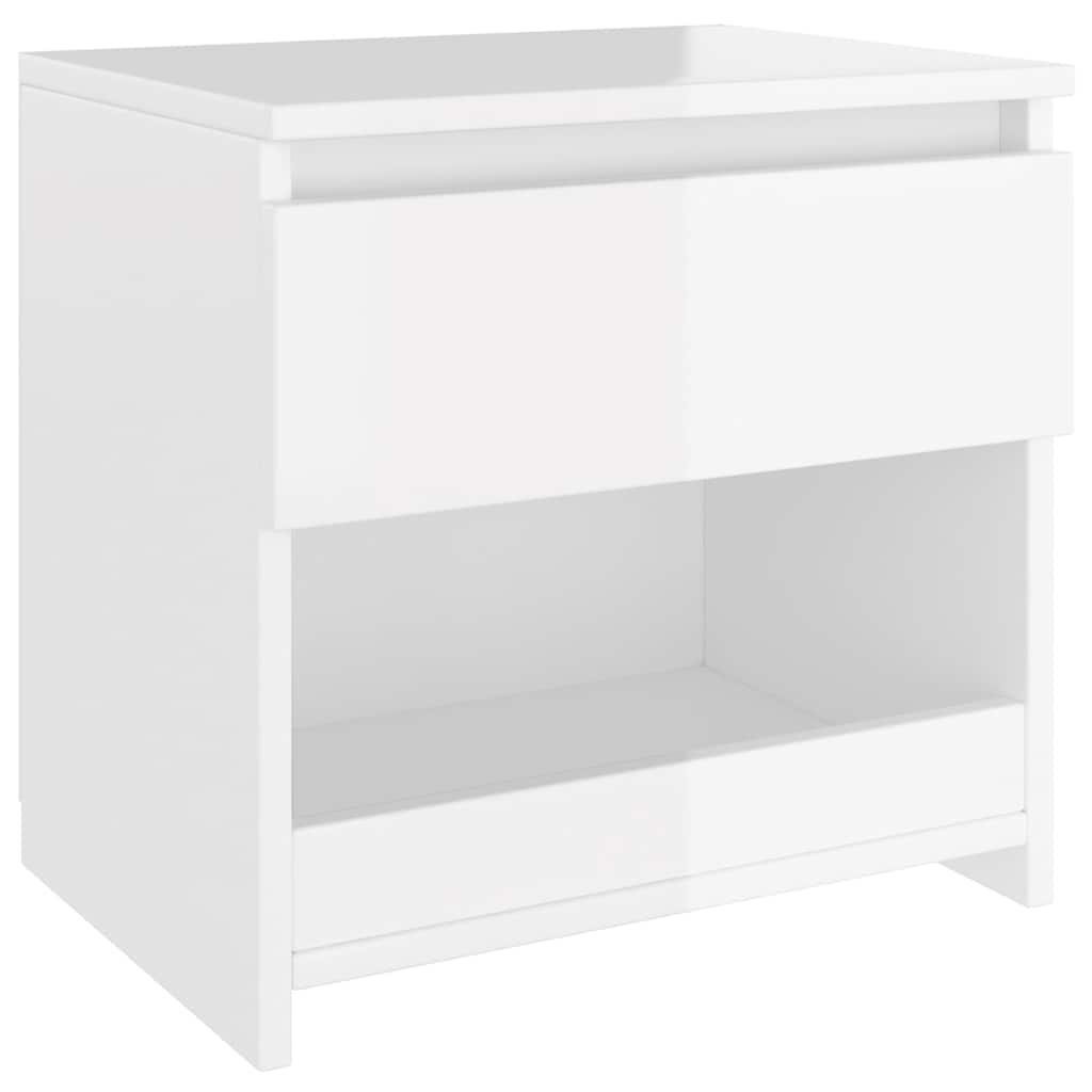 Tables de chevet 2pcs Blanc brillant 40x30x39cm Bois ingénierie - XIOS