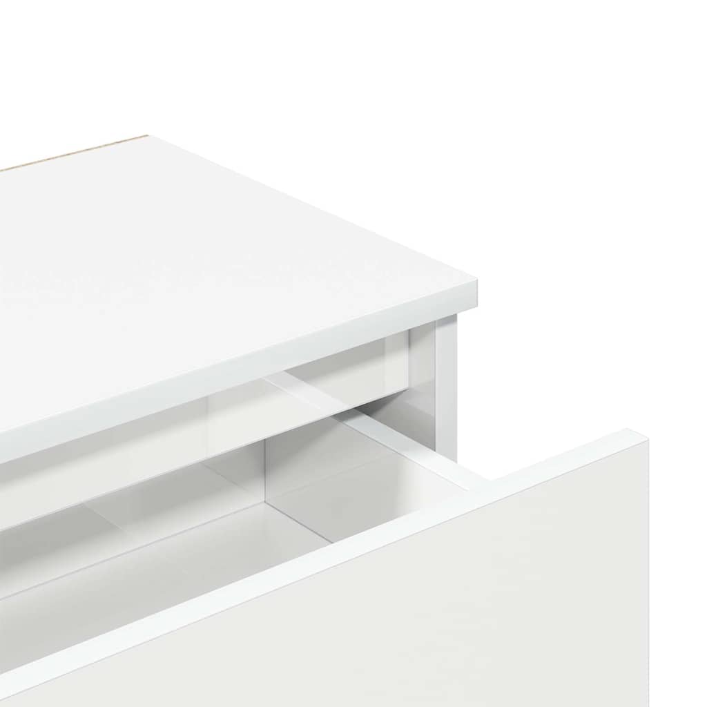 Tables de chevet 2pcs Blanc brillant 40x30x39cm Bois ingénierie - XIOS
