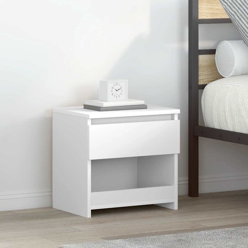 Tables de chevet 2pcs Blanc brillant 40x30x39cm Bois ingénierie - XIOS
