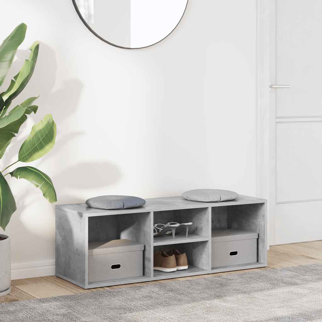 Banc à chaussures Gris béton 105x35x35 cm Aggloméré - XIOS