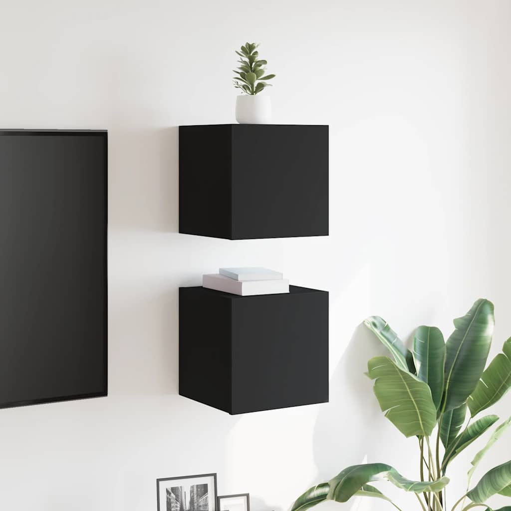Meubles TV muraux 2 pcs Noir 30,5x30x30 cm - XIOS