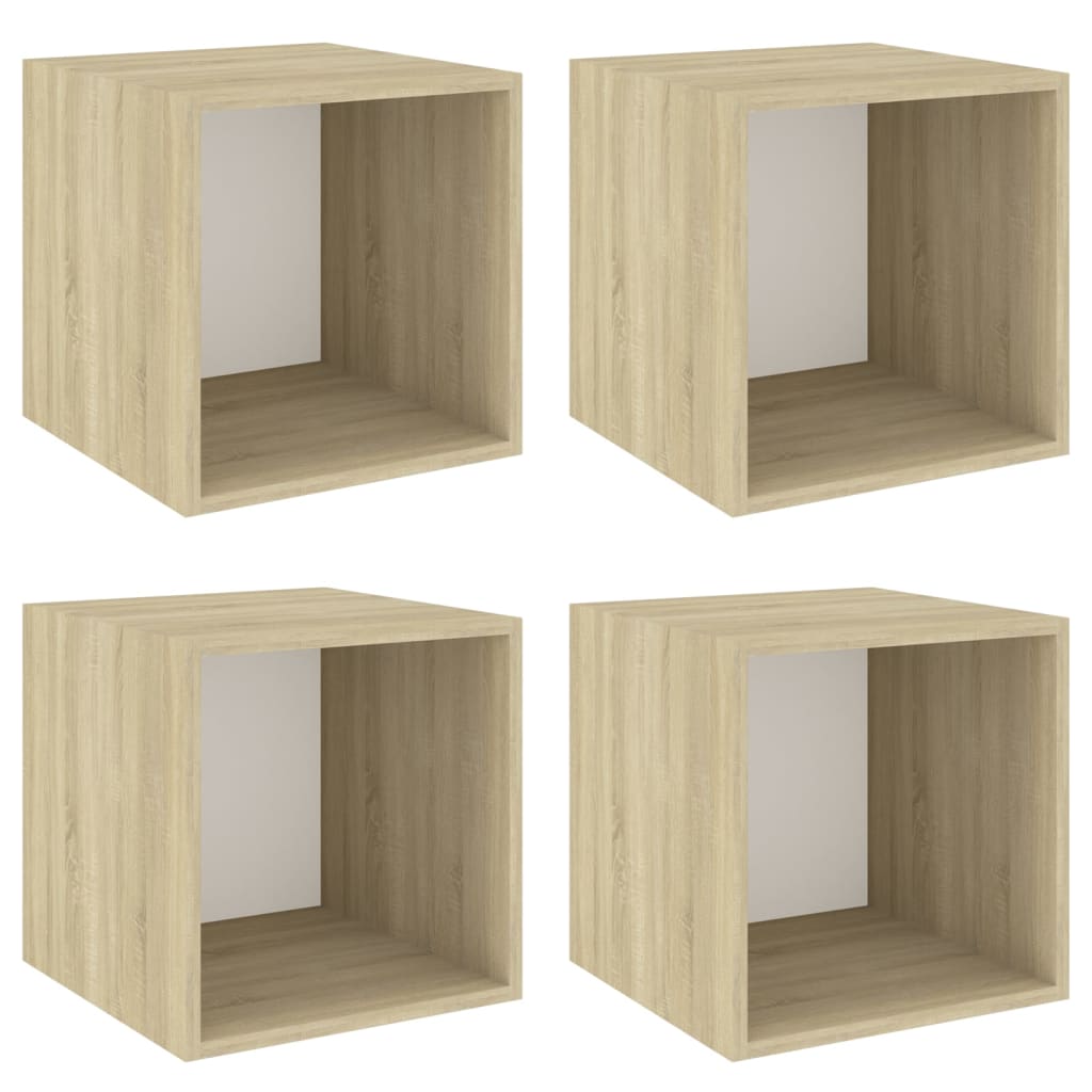 Armoires murales 4 pcs Blanc et chêne Sonoma Bois d’ingénierie - XIOS