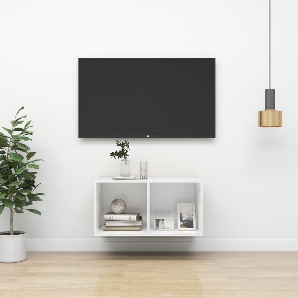 Meuble TV mural Blanc 37x37x72 cm Bois d’ingénierie - XIOS