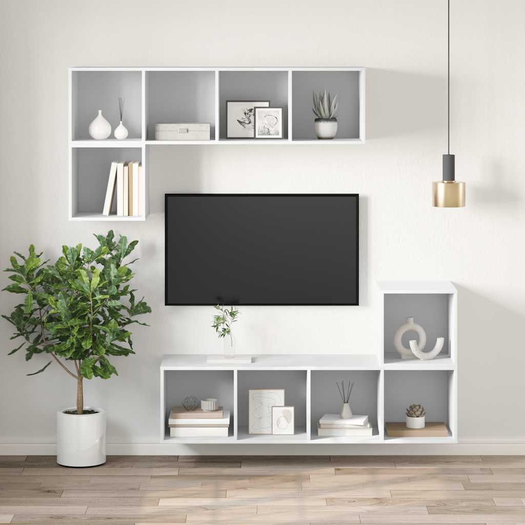 Meuble TV mural Blanc 37x37x142,5 cm Bois d’ingénierie - XIOS