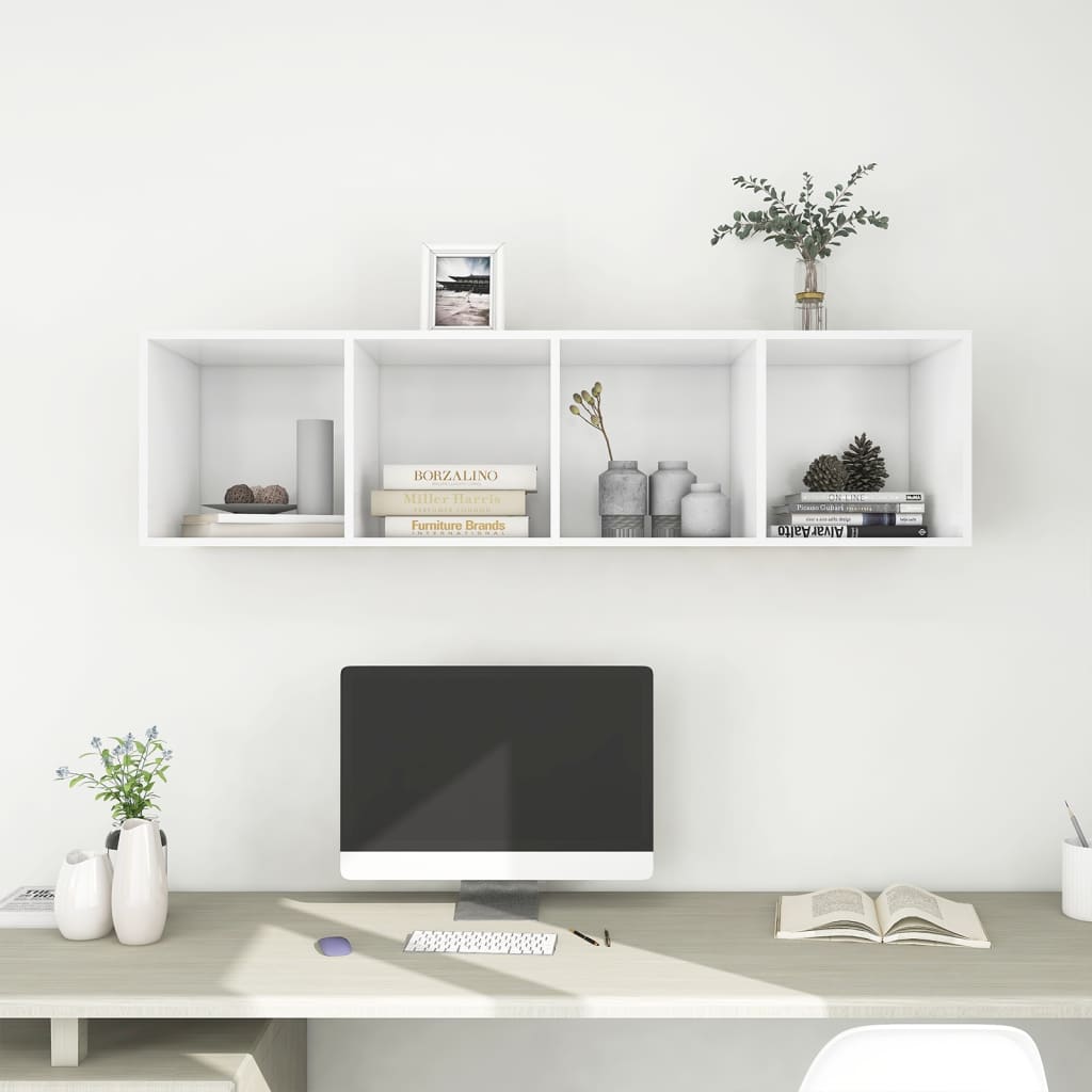 Meuble TV mural Blanc 37x37x142,5 cm Bois d’ingénierie - XIOS
