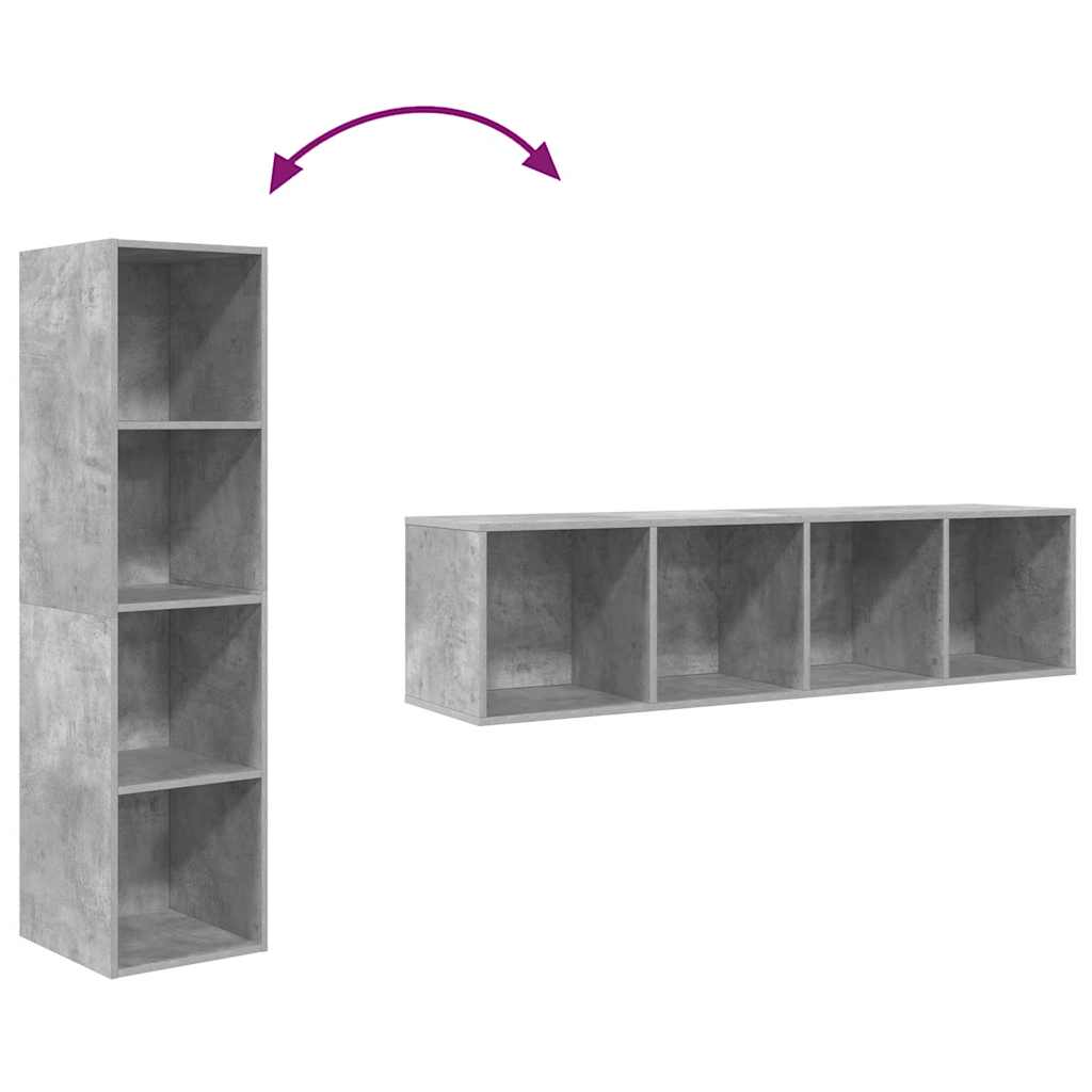 Meuble TV mural Gris béton 37x37x142,5 cm Bois d’ingénierie - XIOS