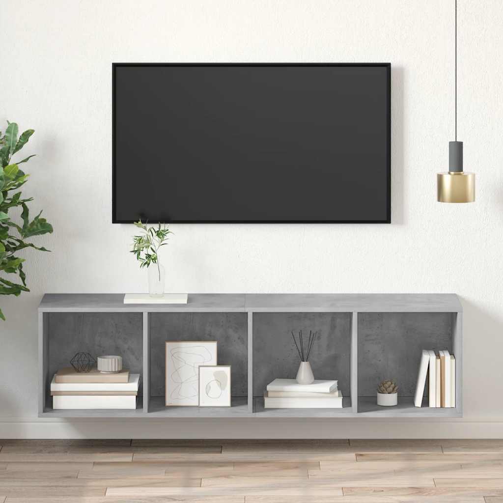 Meuble TV mural Gris béton 37x37x142,5 cm Bois d’ingénierie - XIOS