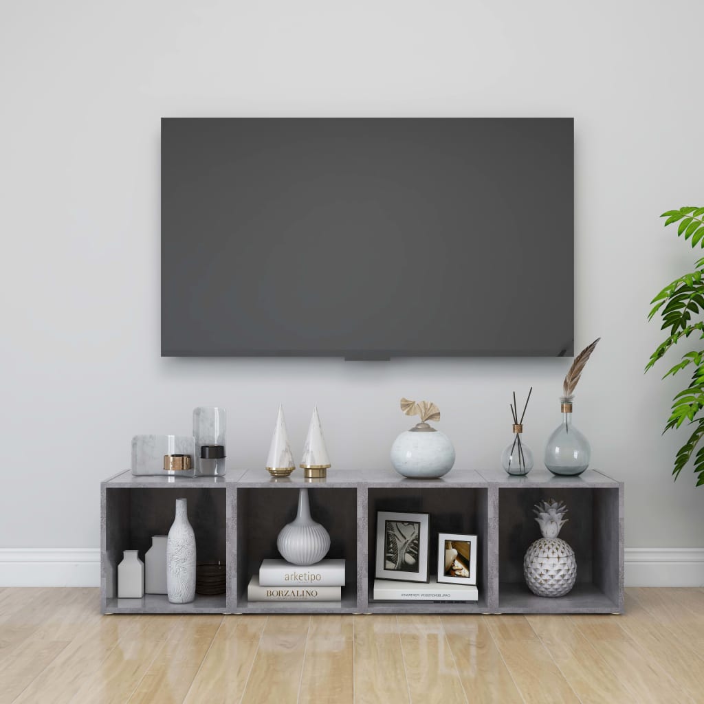 Meubles TV 4 pcs gris béton 37x35x37 cm bois d’ingénierie - XIOS