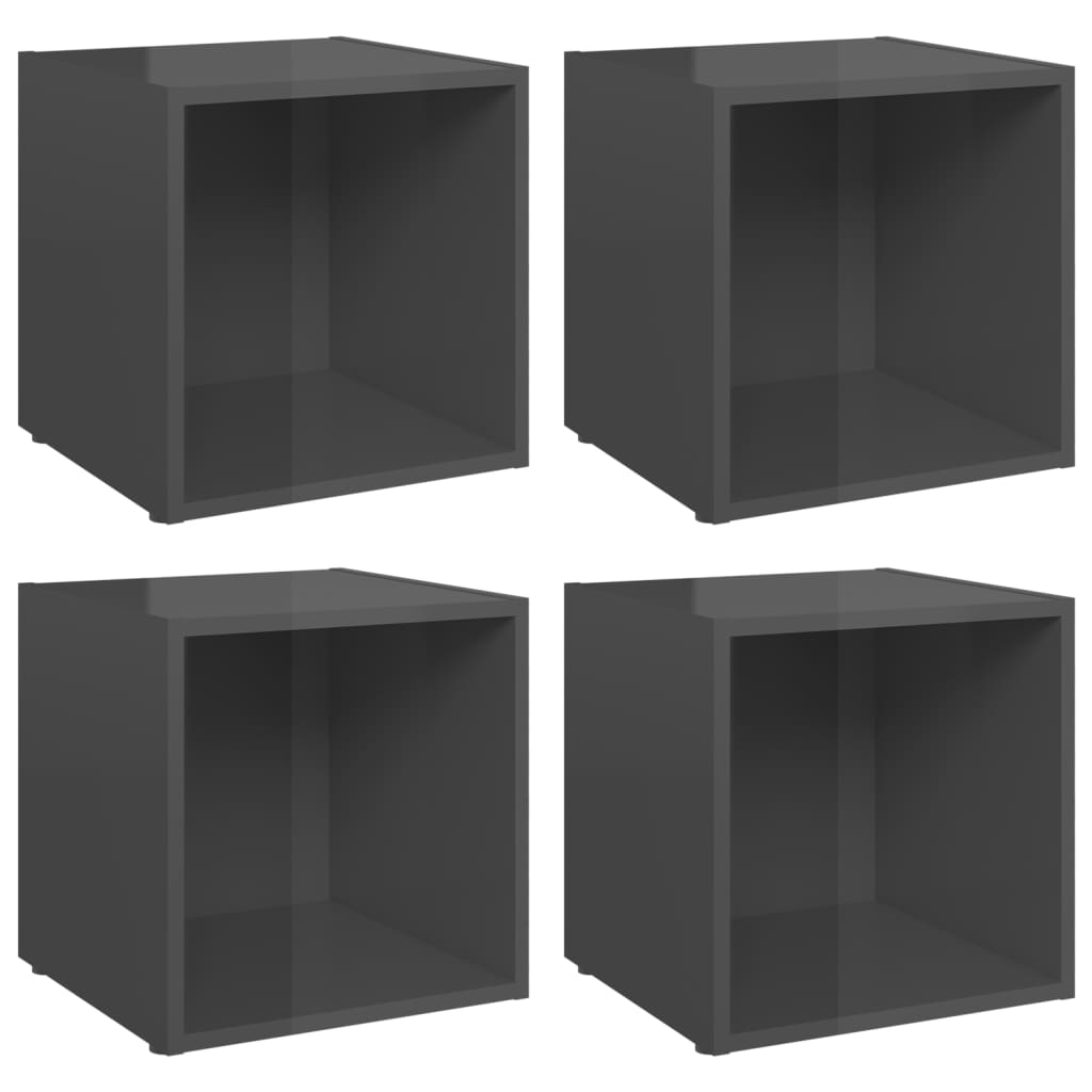 Meubles TV 4 pcs gris brillant 37x35x37 cm bois d’ingénierie - XIOS