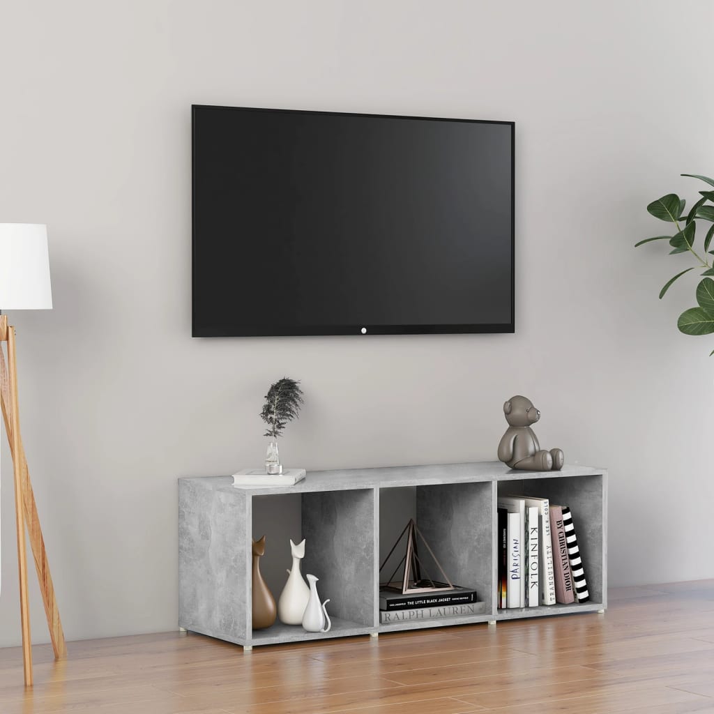 Meuble TV gris béton 107x35x37 cm bois d’ingénierie - XIOS