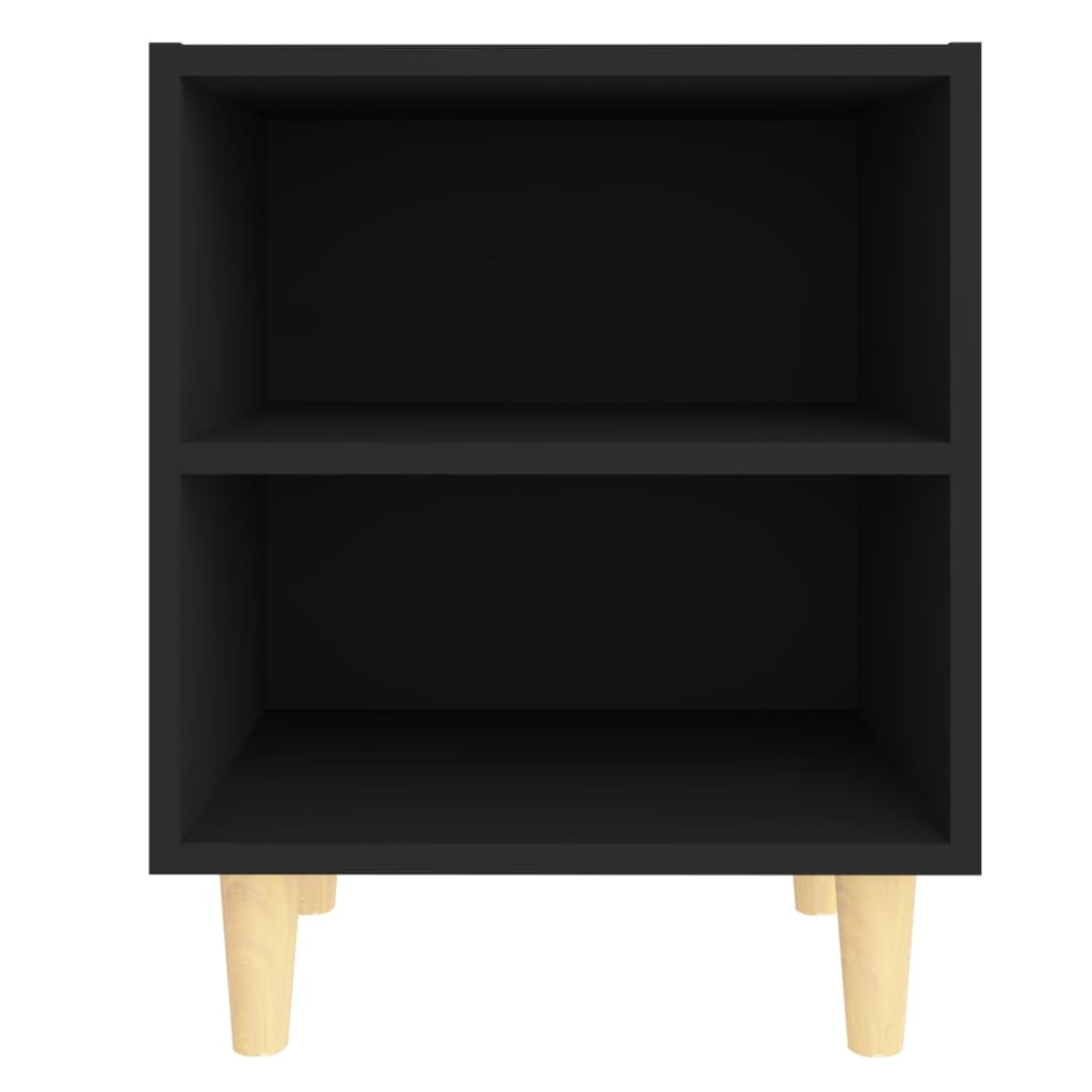 Tables de chevet avec pieds en bois 2 pcs Noir 40x30x50 cm - XIOS