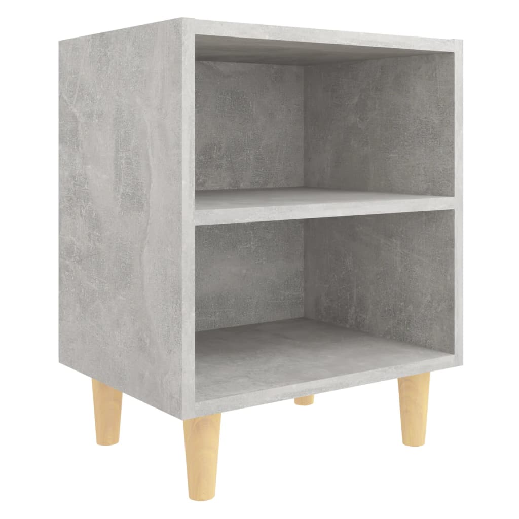 Tables de chevet avec pieds en bois 2 pcs Gris béton 40x30x50cm - XIOS