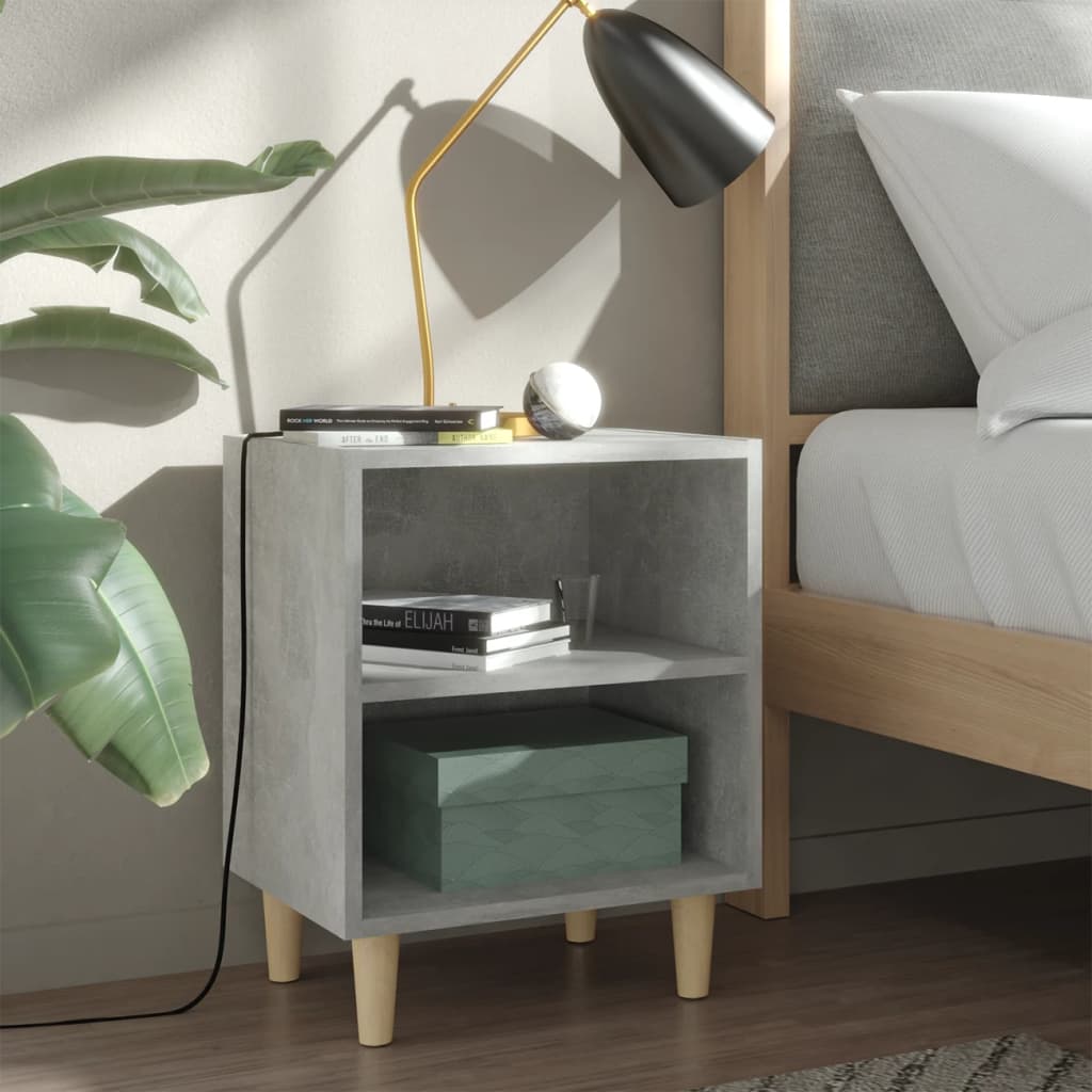 Tables de chevet avec pieds en bois 2 pcs Gris béton 40x30x50cm - XIOS