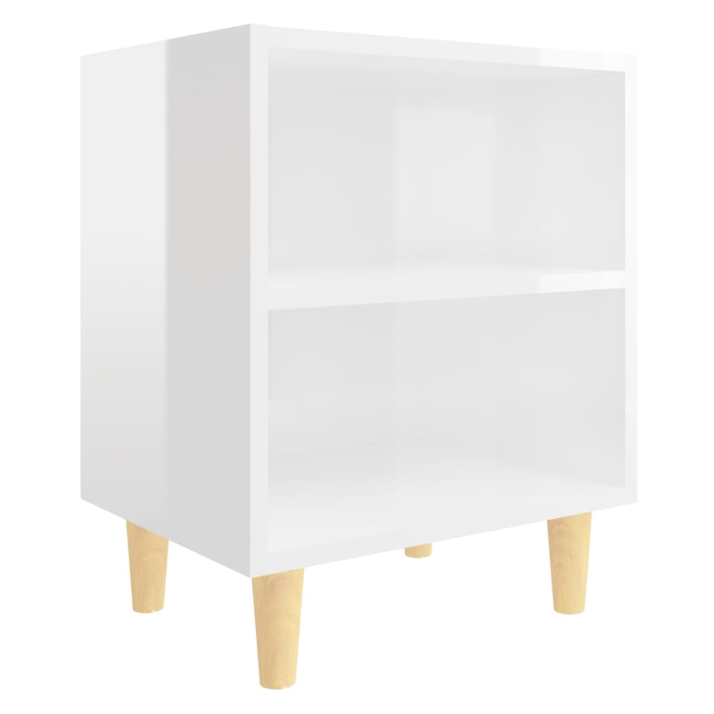 Tables de chevet pieds en bois 2 pcs Blanc brillant 40x30x50 cm - XIOS