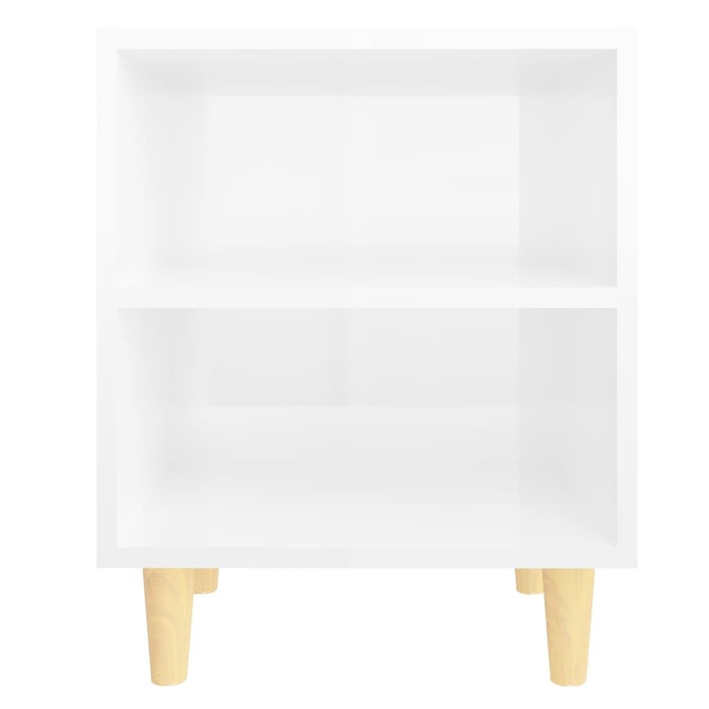 Tables de chevet pieds en bois 2 pcs Blanc brillant 40x30x50 cm - XIOS