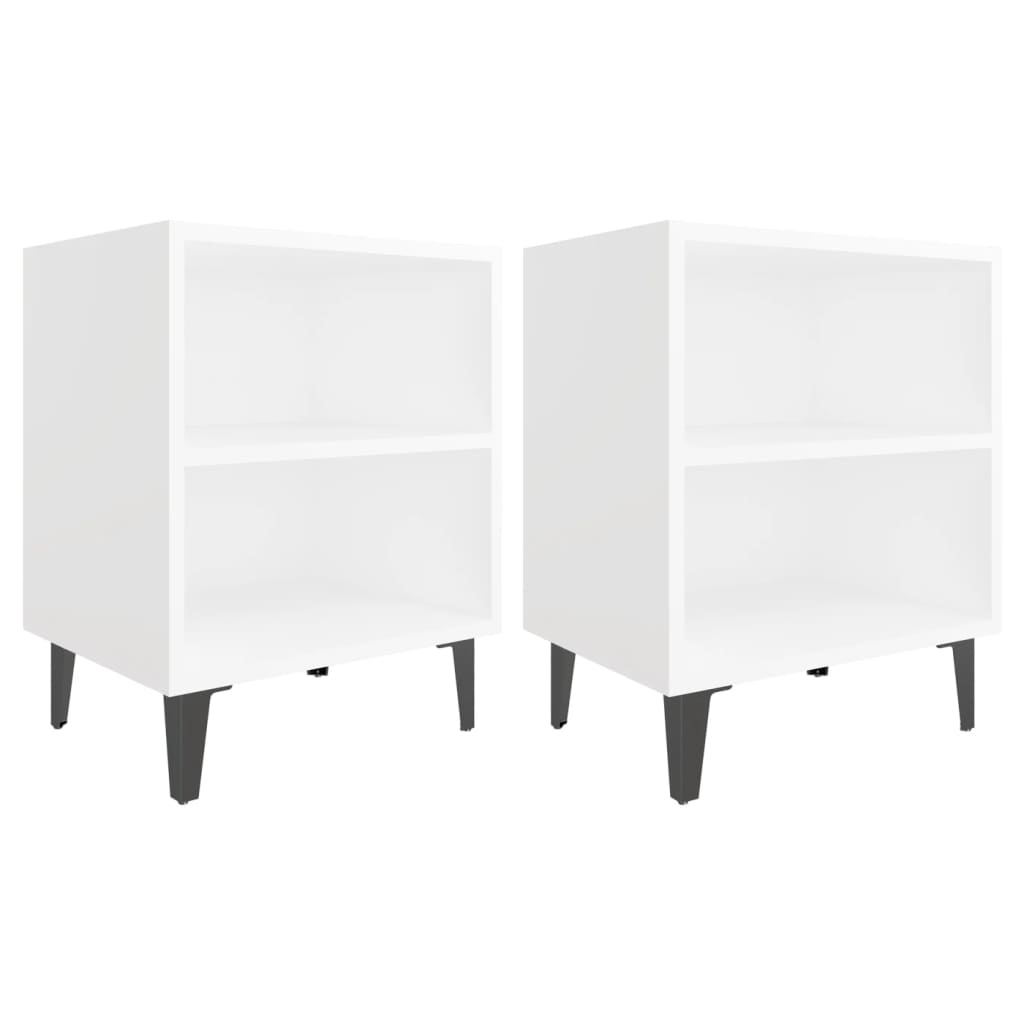 Tables de chevet avec pieds en métal 2 pcs blanc 40x30x50 cm - XIOS