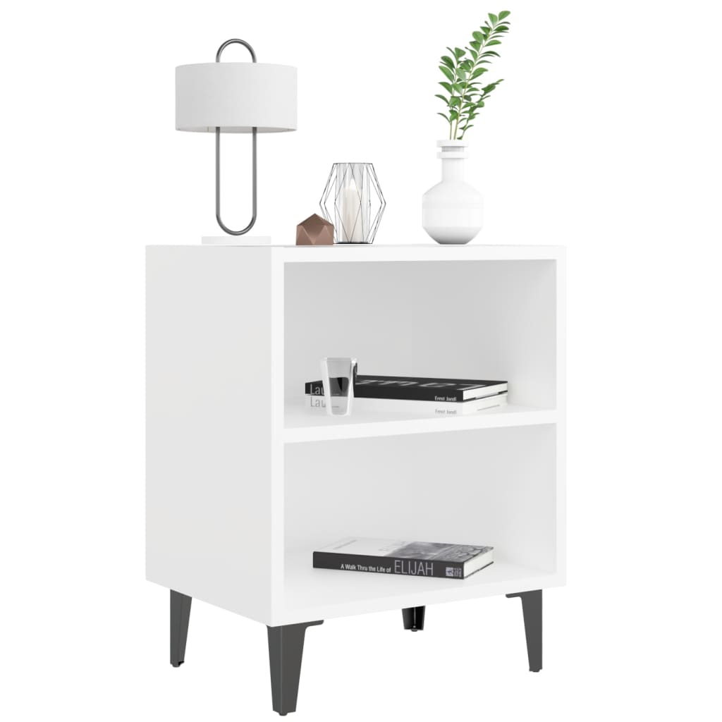 Tables de chevet avec pieds en métal 2 pcs blanc 40x30x50 cm - XIOS