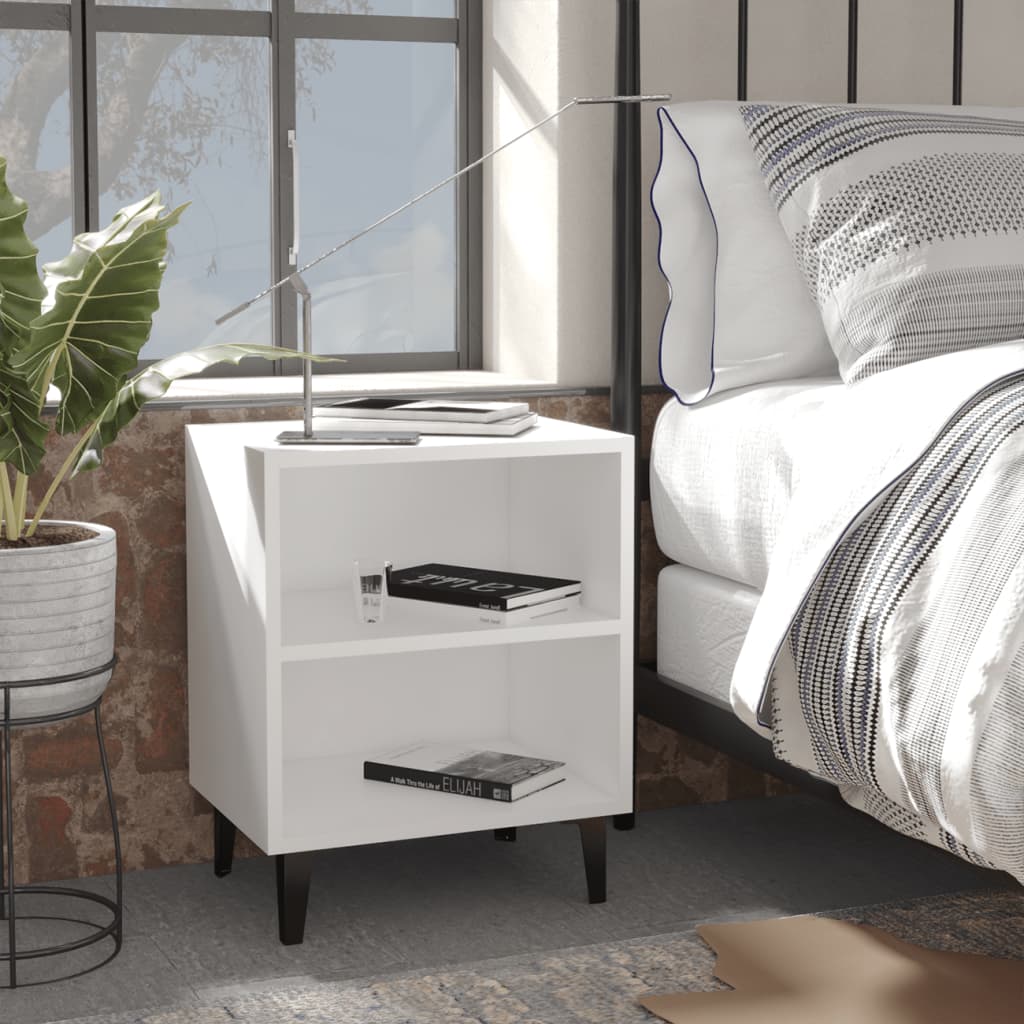 Tables de chevet avec pieds en métal 2 pcs blanc 40x30x50 cm - XIOS