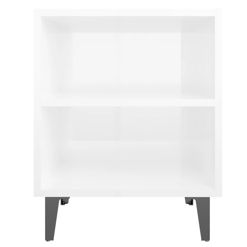 Tables de chevet pieds en métal 2 pcs blanc brillant 40x30x50cm - XIOS