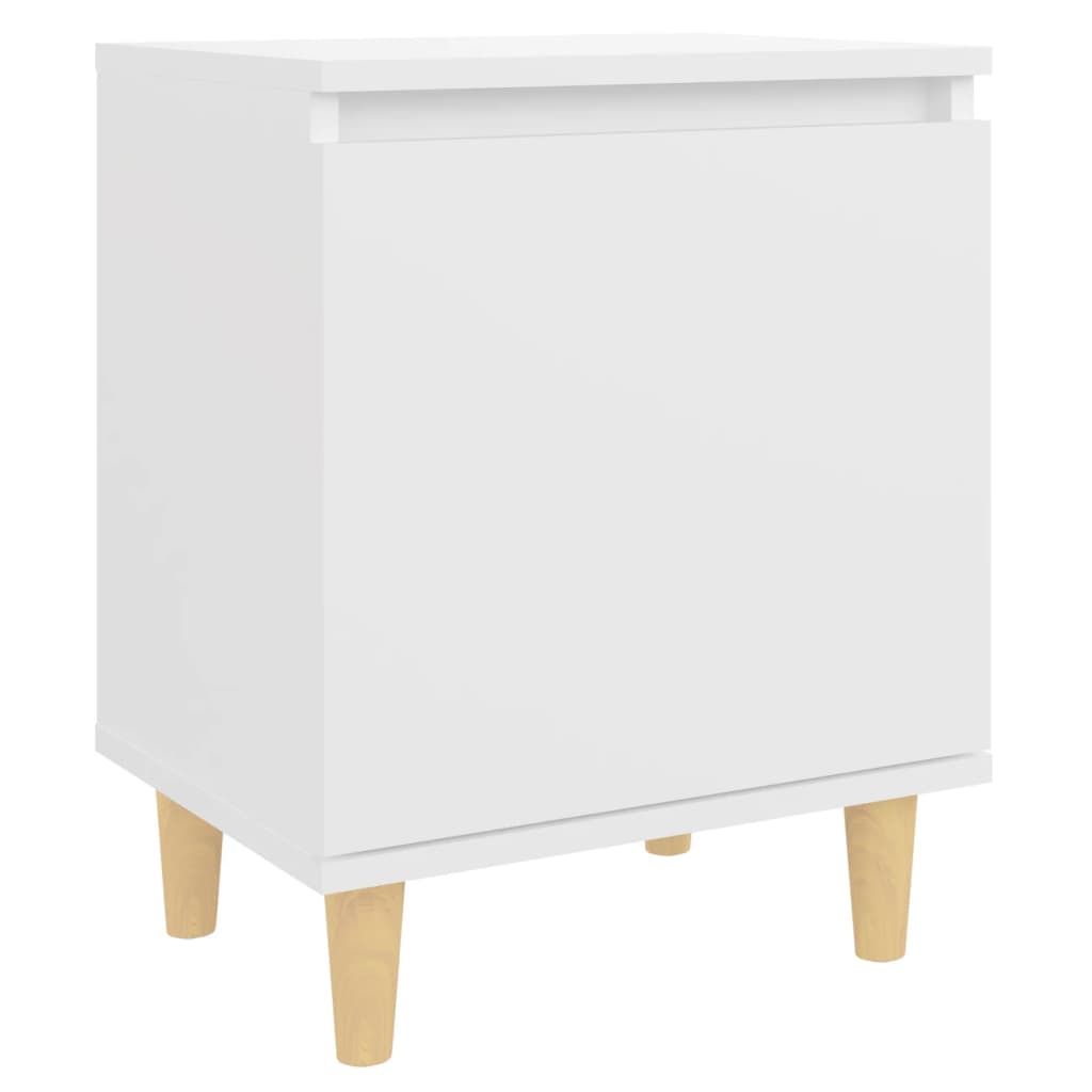 Table de chevet avec pieds en bois massif Blanc 40x30x50 cm - XIOS