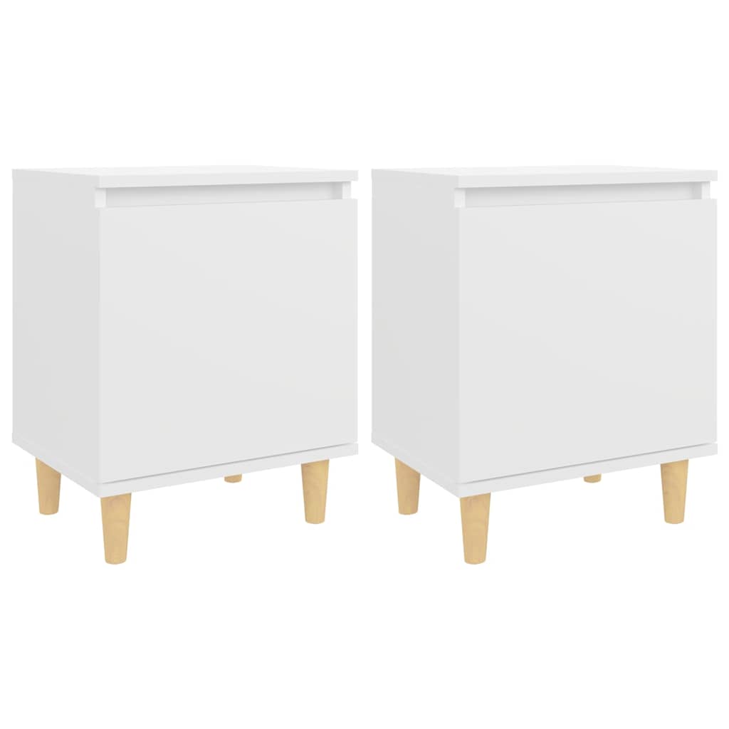Tables de chevet avec pieds en bois 2 pcs Blanc 40x30x50 cm - XIOS