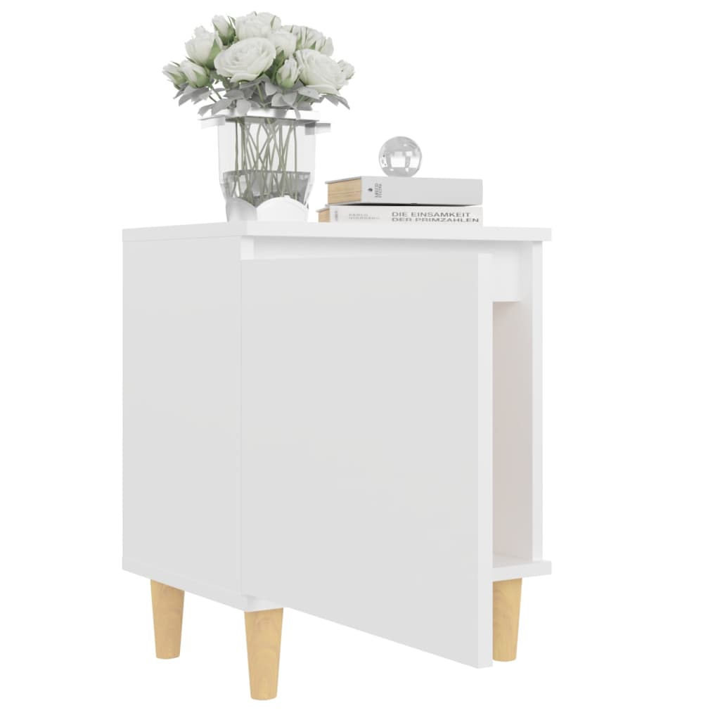 Tables de chevet avec pieds en bois 2 pcs Blanc 40x30x50 cm - XIOS