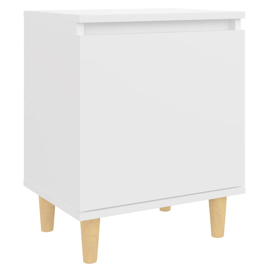 Tables de chevet avec pieds en bois 2 pcs Blanc 40x30x50 cm - XIOS