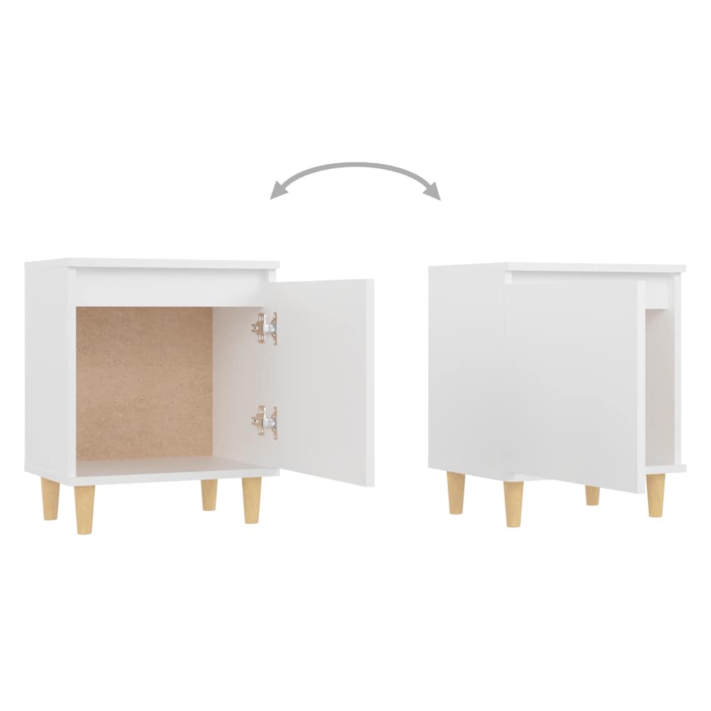Tables de chevet avec pieds en bois 2 pcs Blanc 40x30x50 cm - XIOS