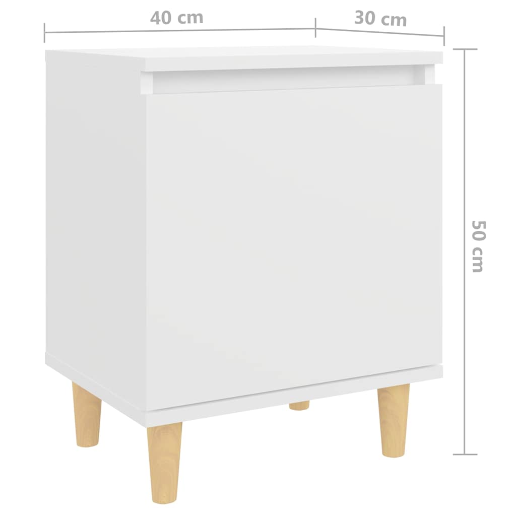Tables de chevet avec pieds en bois 2 pcs Blanc 40x30x50 cm - XIOS